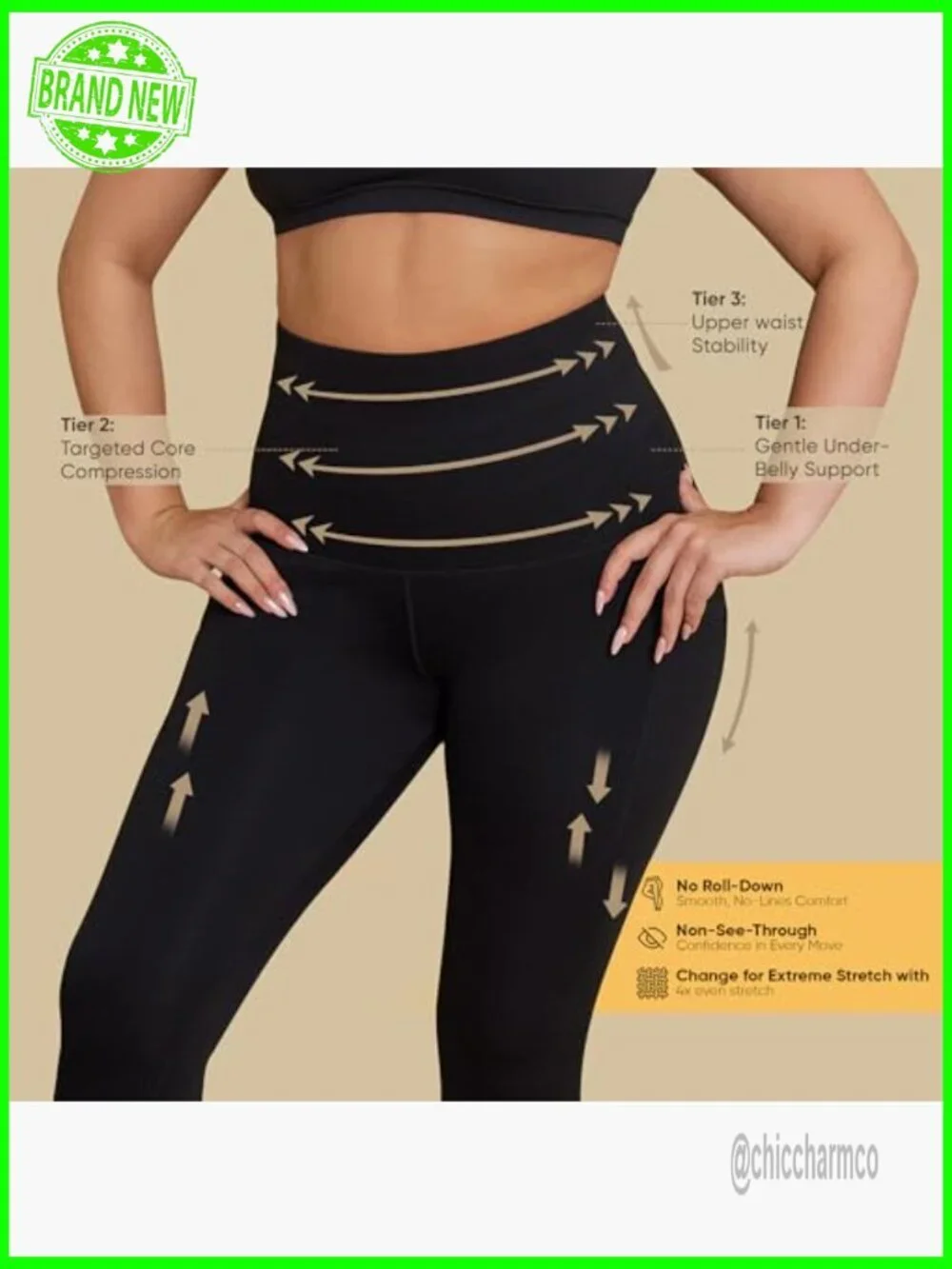 High Waist Tummy Control Leggings with Pockets, Non See Through, S-2XL